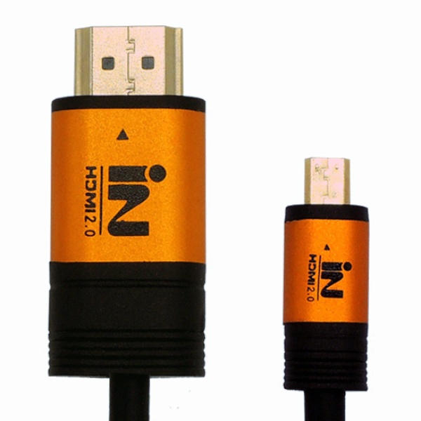 디바이스마트,컴퓨터/모바일/가전 > 네트워크/케이블/컨버터/IOT > HDMI/DP/DVI/RGB 케이블 > 변환 케이블,,HDMI 2.0 to Micro HDMI 2.0 변환케이블, 골드메탈, IN-MICRO2G1M / INC062 [1m],기본단자 : HDMI to Micro HDMI / 입출력 : 양방향 / 금도금 / 보호캡 / PCV