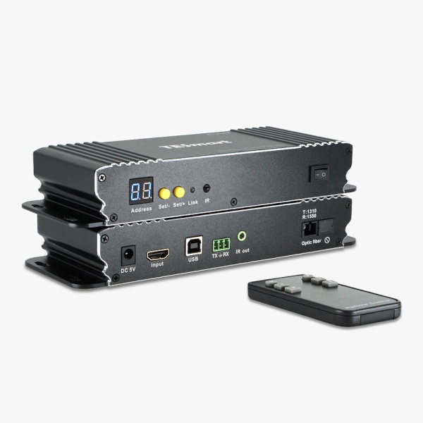 티이스마트 HDMI KVM 연장기 송수신기 세트, HFE0020B20 [최대20Km/광(SC타입)]