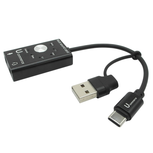 [유커머스] 2in1 외장형 USB C타입 7.1 멀티 사운드카드 [이어폰 / 마이크]