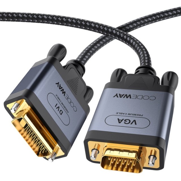 코드웨이 DVI-D to VGA(RGB) 골드메탈 케이블 5M [CH20DV5M0]