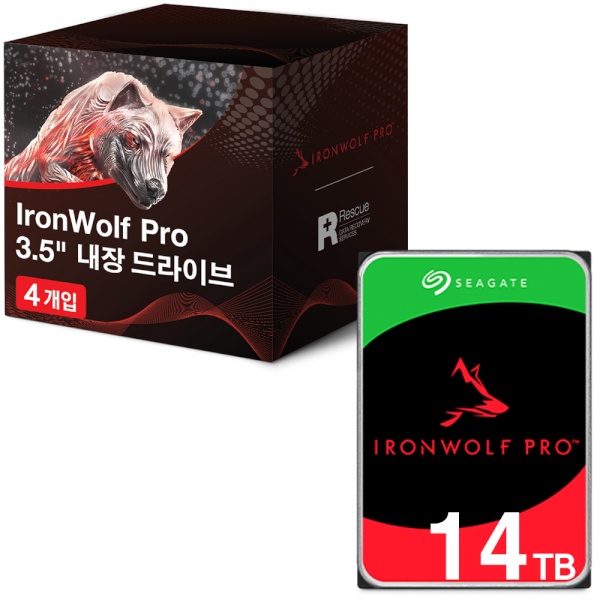 IRONWOLF PRO HDD 멀티팩 14TB ST14000NE0008 멀티팩 14TB ST14000NE0008 멀티팩 (3.5HDD/ SATA3/ 7200rpm/ 256MB/ PMR) [4PACK]