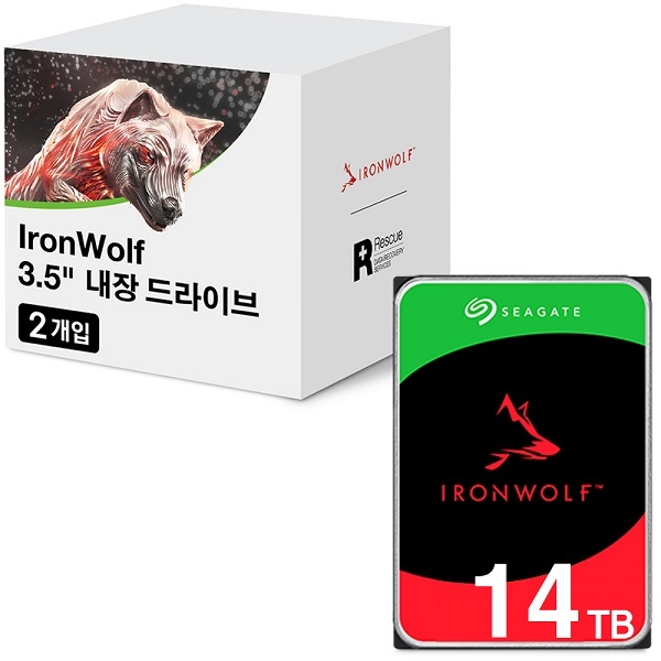 IRONWOLF HDD 멀티팩 14TB ST14000VN0008 멀티팩 14TB ST14000VN0008 멀티팩 (3.5HDD/ SATA3/ 7200rpm/ 256MB/ PMR) [2PACK]