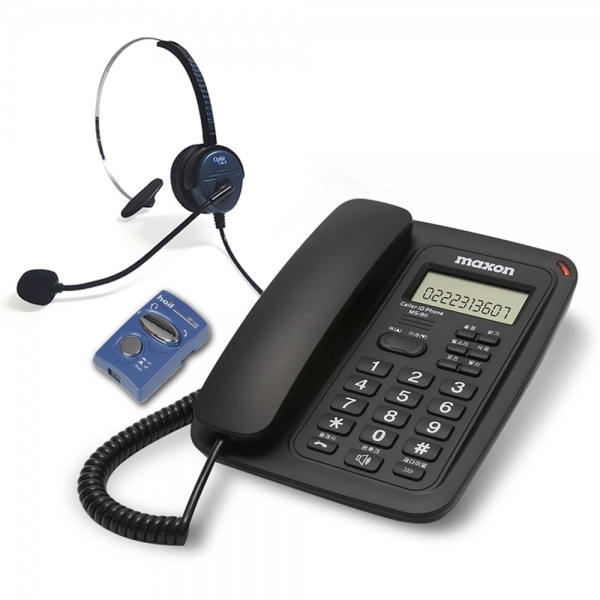 맥슨 유선전화기 블랙 MS-911+헤드셋전환기 HP-103