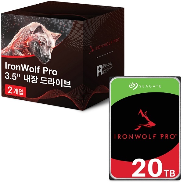 IRONWOLF PRO HDD 멀티팩 20TB ST20000NE000 멀티팩 20TB ST20000NE000 멀티팩 (3.5HDD/ SATA3/ 7200rpm/ 256MB/ PMR) [2PACK]