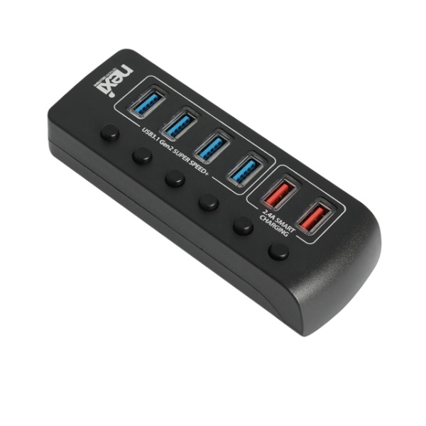 넥시 NX-3106UQ (USB허브/6포트) [NX1234] ▶ [유·무전원/USB3.1] ◀