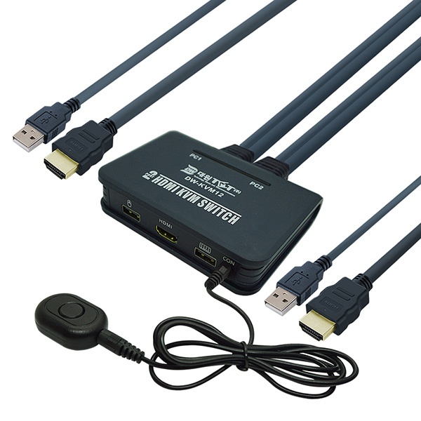 대원티엠티 DW-KVM12 [KVM스위치/2:1/HDMI/케이블 일체형]