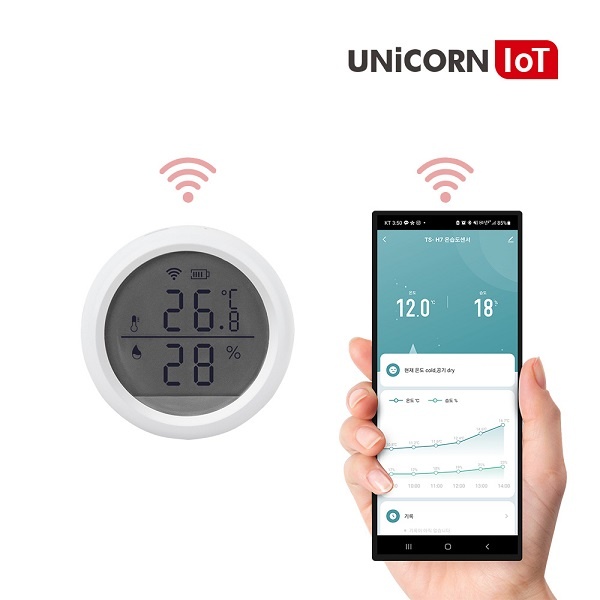 유니콘 IoT TS-H7 홈IOT 온도습도 감지센서 Zigbee방식