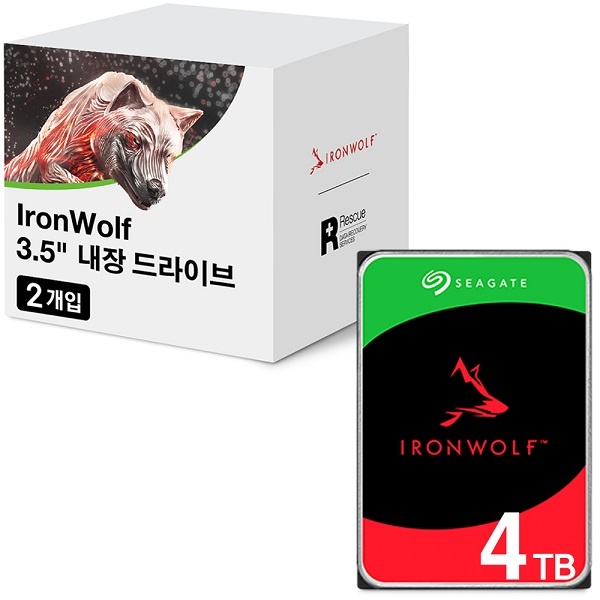 IRONWOLF HDD 멀티팩 4TB ST4000VN006 멀티팩 4TB ST4000VN006 멀티팩 (3.5HDD/ SATA3/ 5400rpm/ 256MB/ PMR) [2PACK]