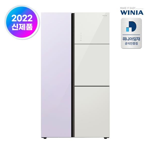 802L 컬러글라스 양문형 냉장고 1등급 홈바 청정탈취 신선보관 WWRG818GSJRD1
