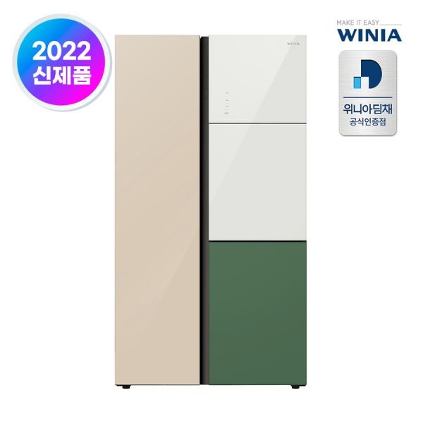 802L 양문형 냉장고 컬러글라스 1등급 홈바 신선보관 WWRG818GSJMG1