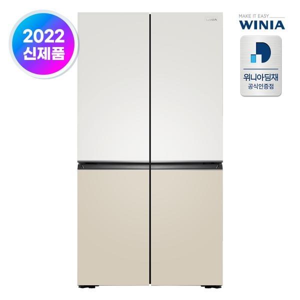 870L 컬러글라스 향균 탈취 냉장고 4도어 듀얼 독립냉각 WWRW928GSGAO