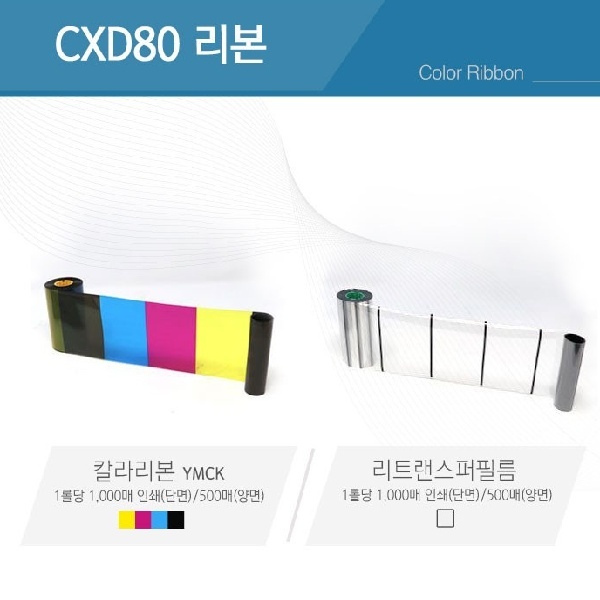 CXD80 카드발급기 컬러리본+재전사필름 SET
