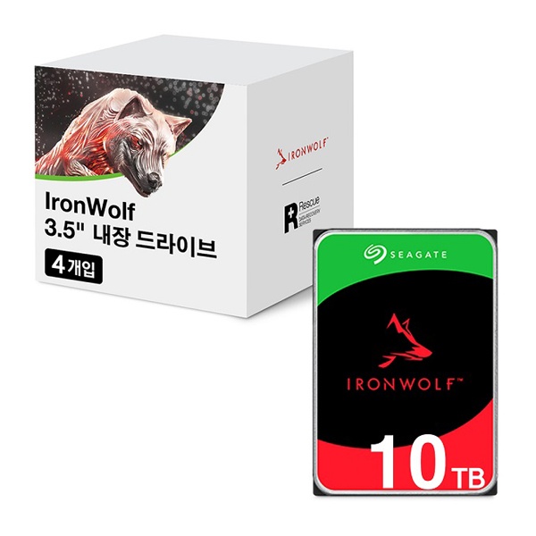 IRONWOLF PRO HDD 멀티팩 10TB ST10000NT001 멀티팩 10TB ST10000NT001 멀티팩 (3.5HDD/ SATA3/ 7200rpm/ 256MB/ PMR) [4PACK]