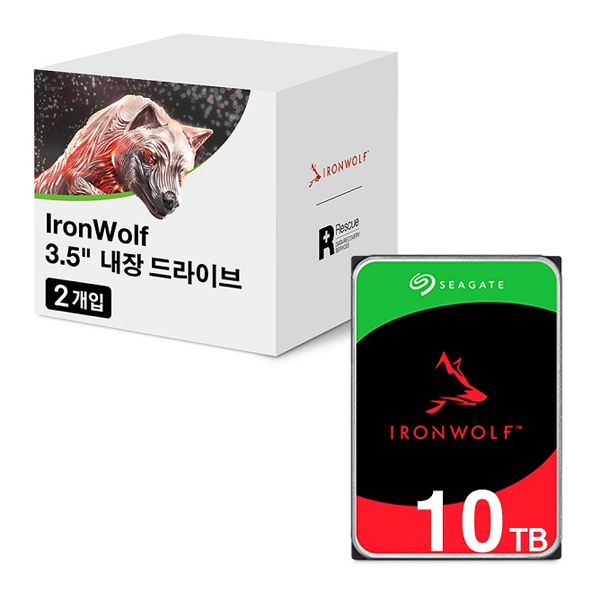 IRONWOLF PRO HDD 멀티팩 10TB ST10000NT001 멀티팩 10TB ST10000NT001 멀티팩 (3.5HDD/ SATA3/ 7200rpm/ 256MB/ PMR) [2PACK]