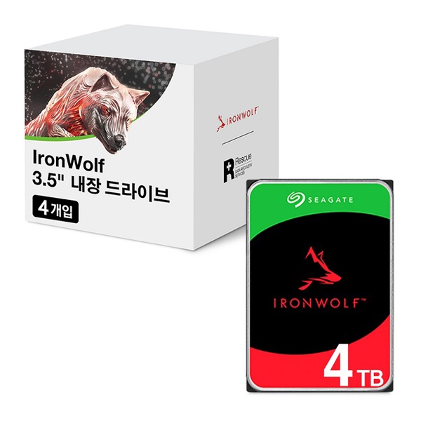 IRONWOLF PRO HDD 멀티팩 4TB ST4000NT001 멀티팩 4TB ST4000NT001 멀티팩 (3.5HDD/ SATA3/ 7200rpm/ 256M / PMR) [4PACK]