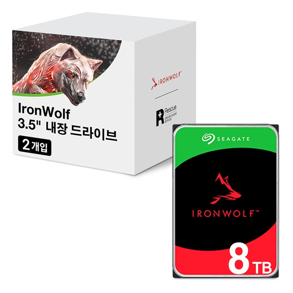 IRONWOLF PRO HDD 멀티팩 8TB ST8000NT001 멀티팩 8TB ST8000NT001 멀티팩 (3.5HDD/ SATA3 /7200rpm /256MB /PMR) [2PACK]