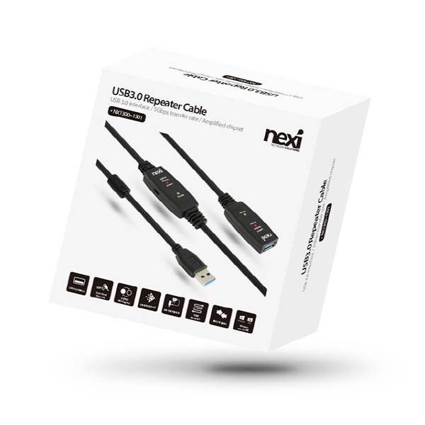 넥시 USB3.0  리피터 케이블 [AM-AF] 15M [NX-U30MF-EX15P] [NX1302]