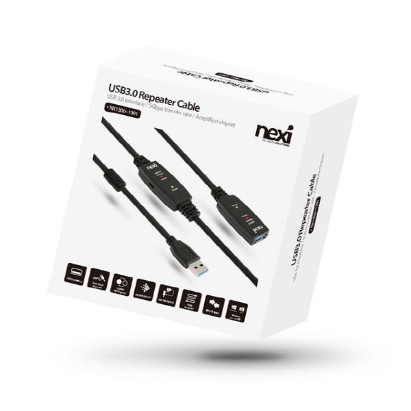넥시 USB3.0  리피터 케이블 [AM-AF] 10M [NX-U30MF-EX10P] [NX1301]