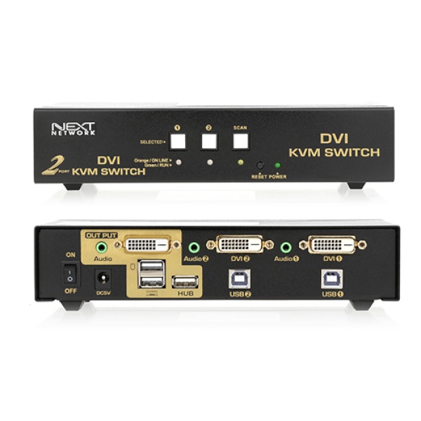 이지넷 NEXT-7302KVM-DVI [KVM스위치/2:1/DVI/오디오 지원]