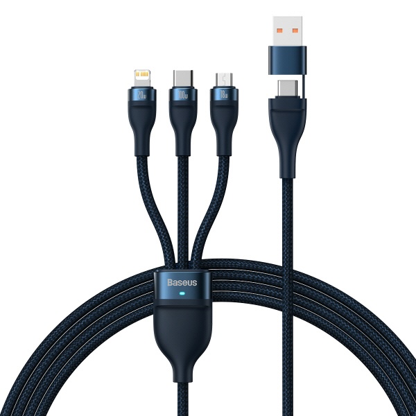 Type-C+USB-A 2.0 to 3in2 100W 멀티 고속 충전케이블, CASS030103 [블루/1.2m]
