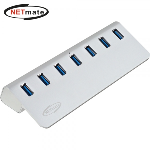 NETmate NM-UT327S (usb허브/7포트) [실버] ▶ [유·무전원/USB3.2] ◀