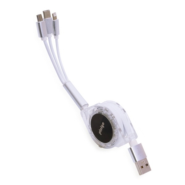 USB-A 2.0 to 3in1 고속충전, 릴케이블, CB100 [화이트]