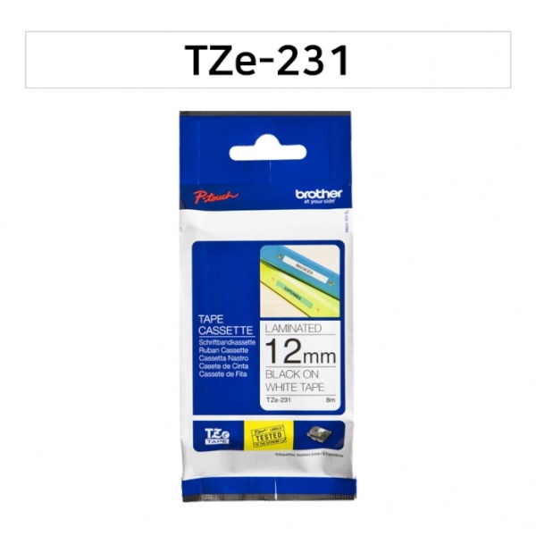 TZe-231 라벨테이프 바탕(흰색)/글씨(검정) 12mm