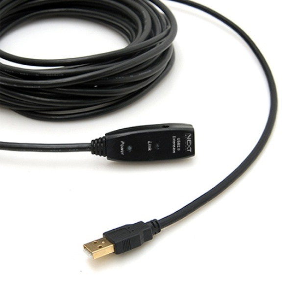 USB-A 2.0 to USB-A 2.0 리피터 연장케이블, NEXT-USB15 [블랙/15m]