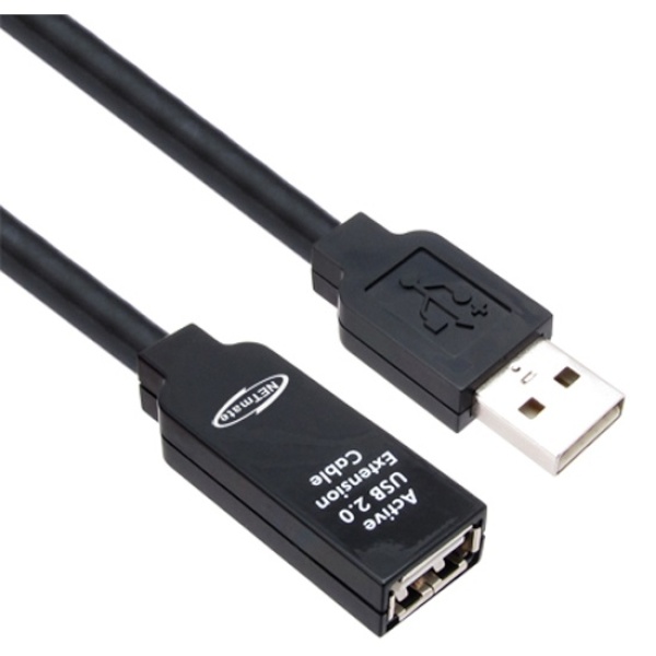 NETmate USB2.0 연장 리피터 케이블 [AM-AF] 40M [CBL-203D/아답터포함]