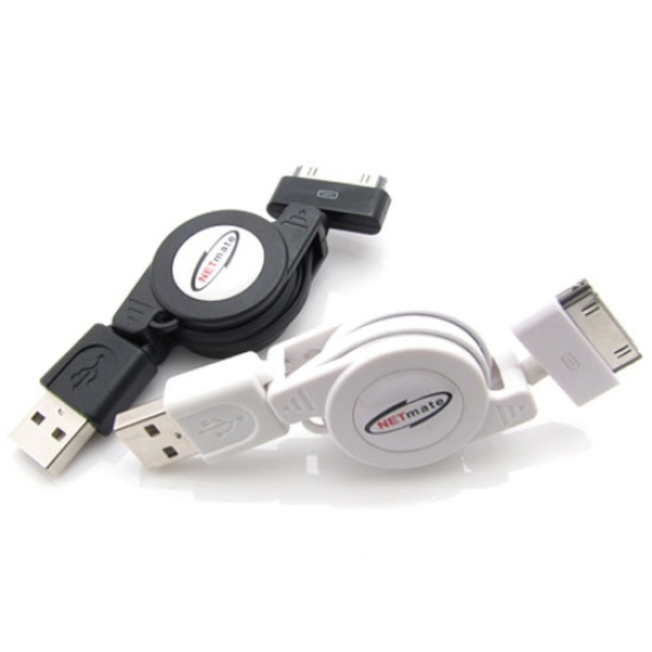 USB-A 2.0 to 30핀, Netmate 자동감김 릴케이블 [블랙/0.8m]