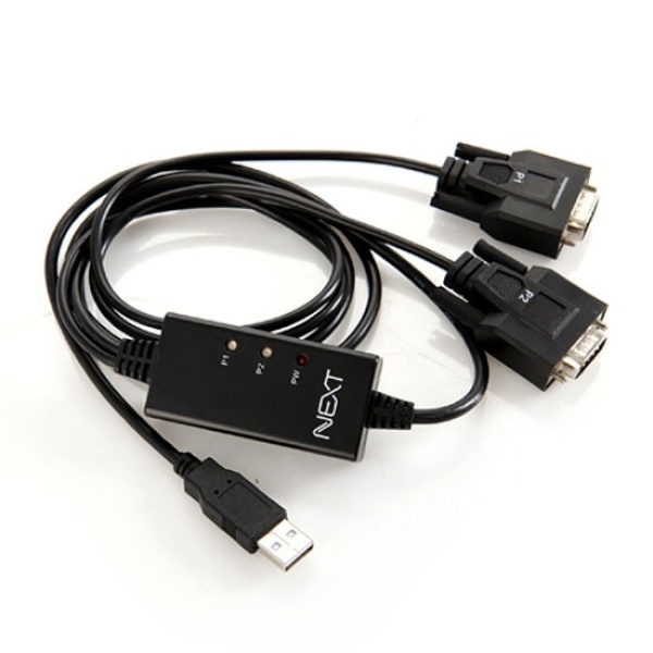 USB-A 2.0 to RS232 변환케이블, 2포트, NEXT-RS232 2P [블랙/1.8m]