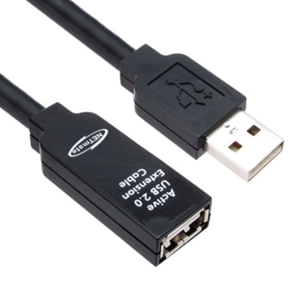 NETmate USB2.0 연장 리피터 케이블 [AM-AF] 20M [CBL-203D/아답터포함]