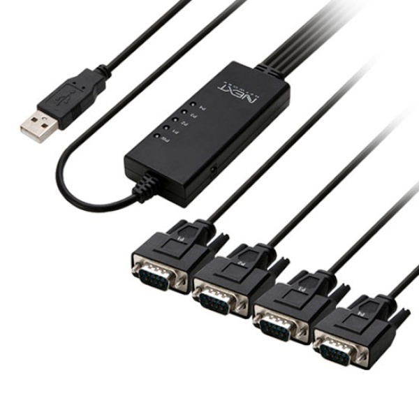 USB-A 2.0 to RS232 시리얼 변환케이블, 4포트, NEXT-RS232 4P [1.8m]
