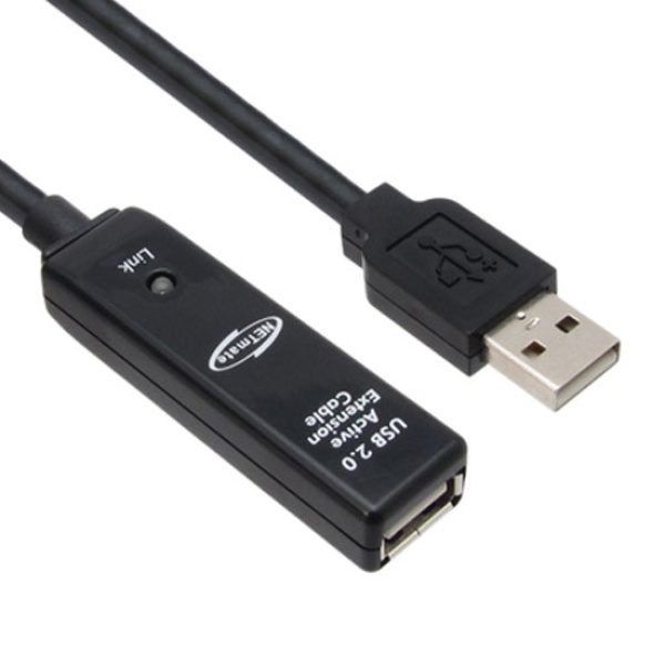 USB-A 2.0 to USB-A 2.0 M/F 리피터 연장케이블, CBL-203B [블랙/10m] *아답터포함*