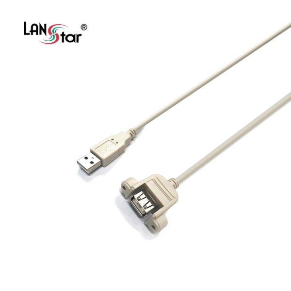 [AM-AF] USB-A 2.0 to USB-A 2.0 M/F 연장케이블, 판넬형 락킹, LS-USB2.0-AMAF-S2M [2m]