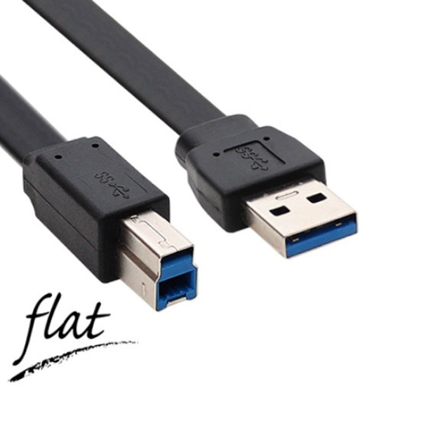 [AM-BM] USB-A 3.0 to USB-B 3.0 변환케이블, 플랫형, NMC-UB310F [블랙/1m]