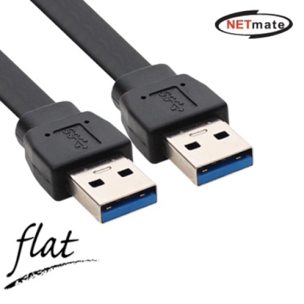 [AM-AM] USB-A 3.0 to USB-A 3.0 케이블, 플랫형, NMC-UA320F [블랙/2m]