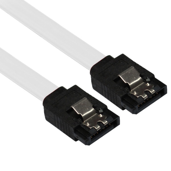 SATA3 ㅡ자형 플랫 케이블, 락킹 커넥터, 플랫형, NX44 [화이트/0.5m]