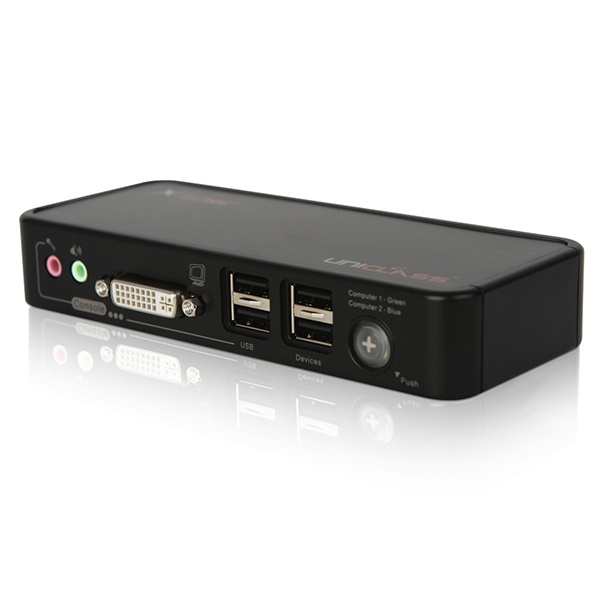 유니클래스 AD-CP02A [DVI KVM스위치/2:1/USB/오디오/케이블포함]