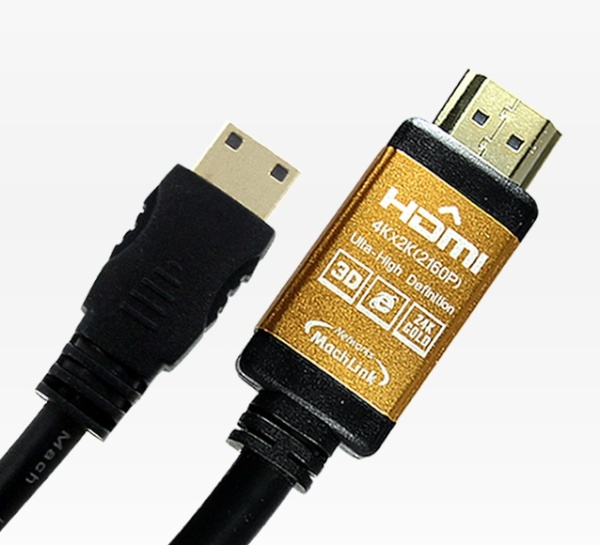 HDMI to Mini HDMI 2.0 변환케이블, 한쪽 골드메탈, ML-H2M018 [1.8m]