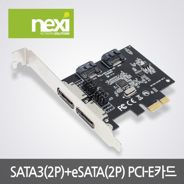 디바이스마트,컴퓨터/모바일/가전 > 네트워크/케이블/컨버터/IOT > 컨트롤러/확장카드 > SATA 확장카드,,넥시 NX316 (SATA카드/PCI-E/eSATA/2port),PCI Express / S-ATA 3 (6Gbps) / 내부 SATA 2포트 + 외부 eSATA 2포트 / ASMEDIA 칩셋사용 / 케이블포함