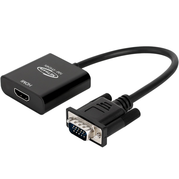 NETmate VGA to HDMI 컨버터, 오디오 지원 [NM-VH04N] [블랙]