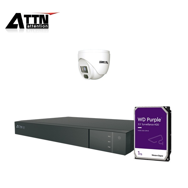 ATTN PoE NVR 패키지 210만화소 내부형 카메라 1SET 풀패키지 [WD 퍼플 1TB 포함] [ATTN-HDFP *1 + TITD *1]