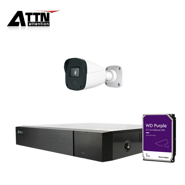 ATTN PoE NVR 패키지 210만화소 외부형 카메라 1SET 풀패키지 [WD 퍼플 1TB 포함] [ATTN-HDFP *1 + TITB *1]