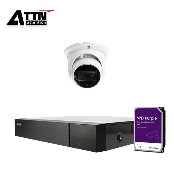 ATTN PoE NVR 패키지 400만화소(2K) 내부형 카메라 1SET 풀패키지 [WD 퍼플 1TB 포함] [ATTN-HDFP *1 + TIFD *1]