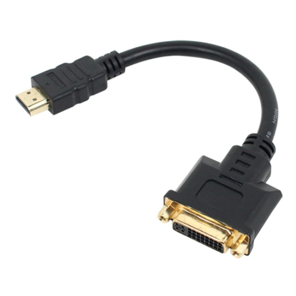 HDMI to DVI-I 듀얼 M/F 변환케이블, MBF-HMDVIF-15CM [블랙/0.15m]