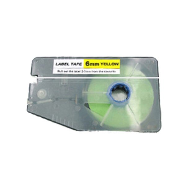 LM506YL 튜브터치 라벨테이프 바탕(노랑)/글씨(검정) 6mm