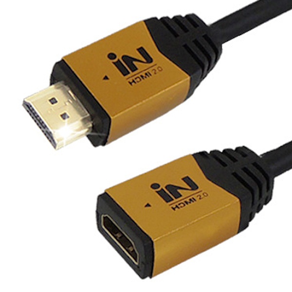 디바이스마트,컴퓨터/모바일/가전 > 네트워크/케이블/컨버터/IOT > HDMI/DP/DVI/RGB 케이블 > 연장 케이블,,HDMI to HDMI 2.0 M/F 연장케이블, 골드메탈, IN-HDMI2GMF01 / INC034 [1m],기본단자 : HDMI to HDMI / 입출력 : 양방향 / 금도금 / 보호캡 / PCV