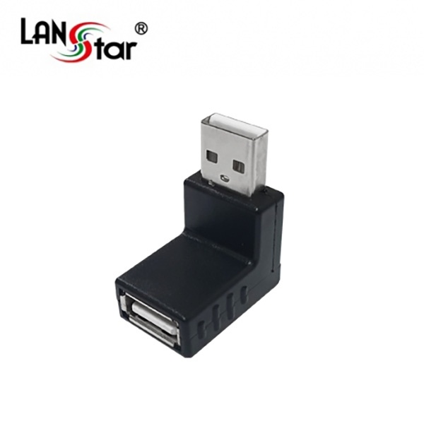 USB-A 2.0 to USB-A 2.0 F/M 연장젠더, 90도 꺽임, LS-USBG-AMAFL [블랙]