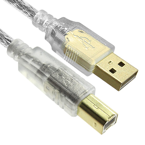 [AM-BM] USB-A 2.0 to USB-B 2.0 변환케이블, 고급형 실드, ML-U2HB100 [투명/10m]